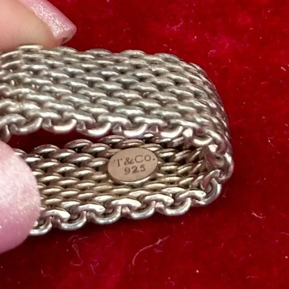 Tiffany & Co Somerset Mesh Ring Sterling Silver 925 – Size 6 Authentic - Picture 4 of 9